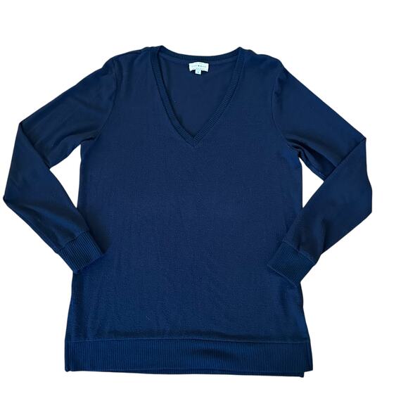 Lucky Brand Women’s V-Neck Long Sleeves Navy Blue Lightweight Sweater Size M - Picture 7 of 7